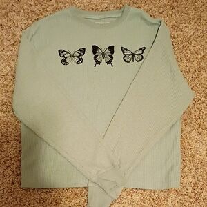 Modern Lux Mint Sweater with Butterfly Motif